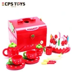 Children's wooden kitchen sectile dessert afternoon tea play toys