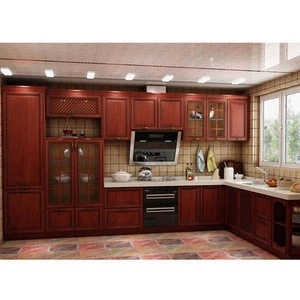 China factory price French style solid wood kitchen cabinet for home