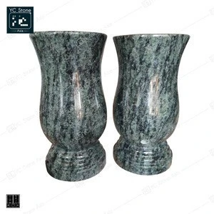 China Factory Wholesale Romania Style Flower Vase Grey Granite Marble Cemetery Vase