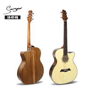 China guitar factory manufacture Engraving sound hole 6 string electric acoustic guitar