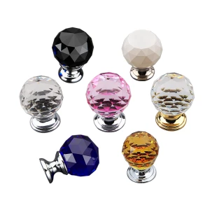 China Sale Decorative Custom Size Colorful Crystal Cabinet Door Handle Knob Cheap Glass Knobs