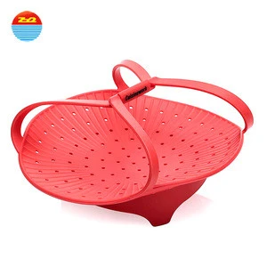 Collapsible Rubber Vegetable Silicone Steamer for Microwave