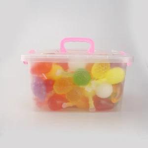 Colorful 35g Mixed Fruit Shape Mixed Fruit Flavour Jelly In Basket