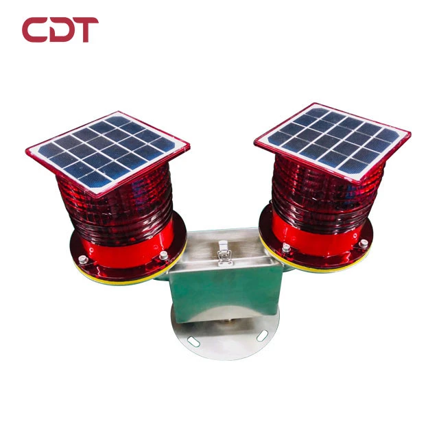 Communication Towers DC3.7V 32cd Low intensity Double solar powered Red aircraft warning lights
