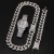 Cuban Chain Necklace Bracelet Watch Jewelry Set Iced Out Hip Hop Jewelry For Men