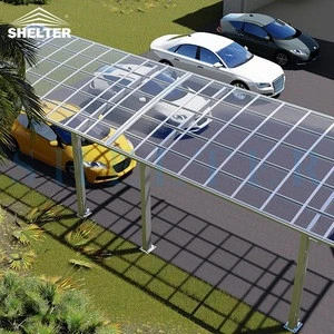Curved Single Slop Carport Freestanding Sun Shelter for Car