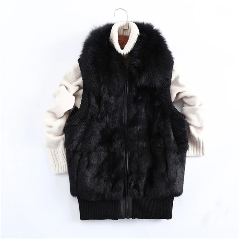 Custom 2021 New Fashion Sleeveless Jacket Ladies Furry Winter Fur Gilet Real Fox Vest Women