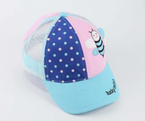 Custom baby cute cartoon 3D embroidery baseball cap with mesh summer hat