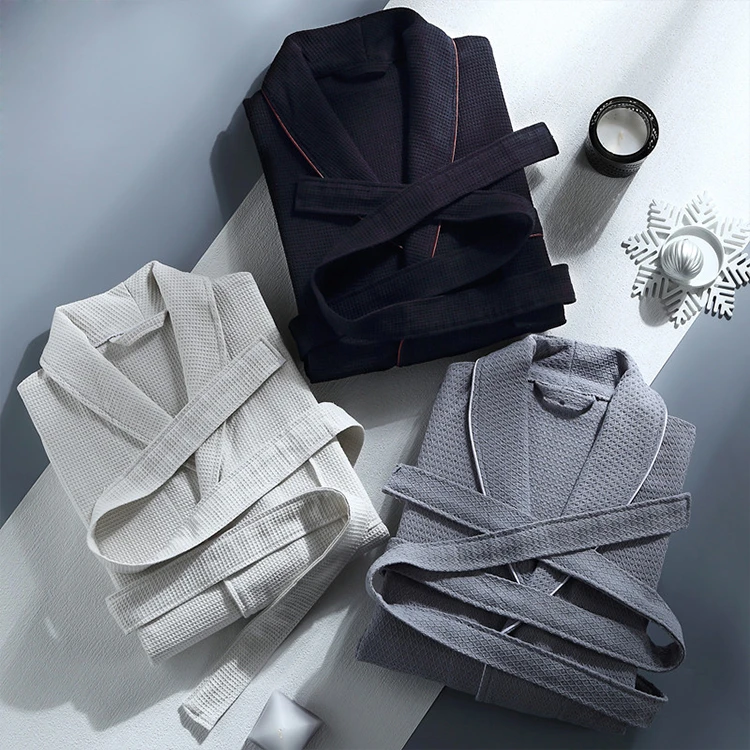 Custom cheap unisex adult white luxury wholesale plus size hotel 100% cotton waffle bathrobe
