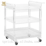 Custom Design Multi Function Clear Acrylic Mobile Bar Cart Trolley