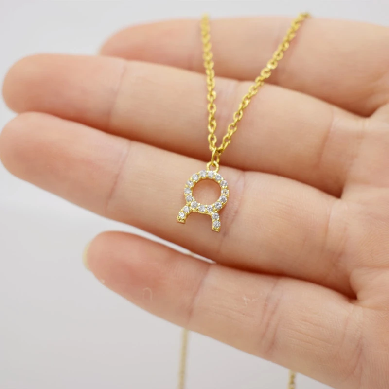 Custom High Quality Girls Tiny Crystal Rhinestone Necklace Gold Charm Zodiac Sign Necklaces For Women Gold Plated Jewelry