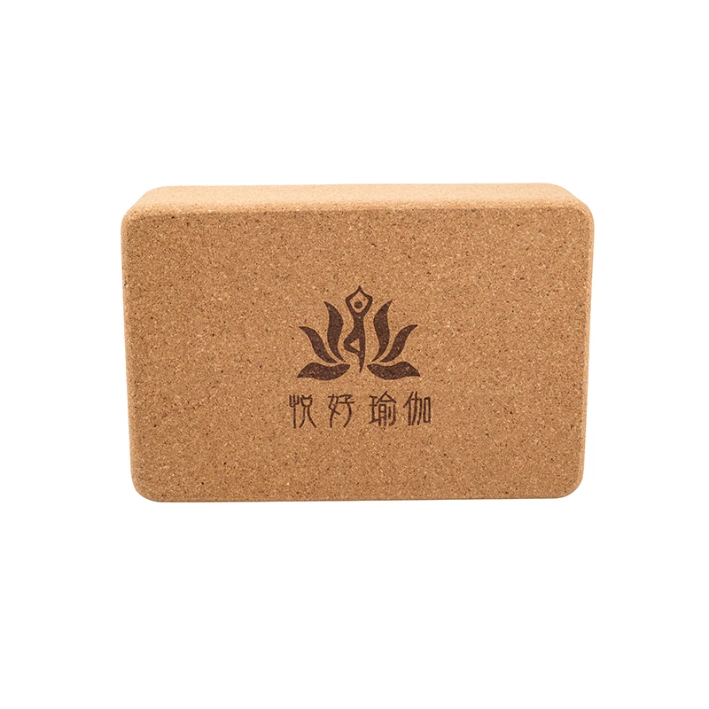 Custom High Quality Lightweight Printed 100% Cork Wood Material Yoga Block