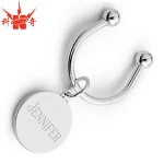 Custom Horseshoe Shaped Metal Key Chain with Laser Circle Keytag