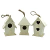 Custom Hot Selling Pet House Natural Unfinished Wooden Birdhouse with Jute Cord to Hang