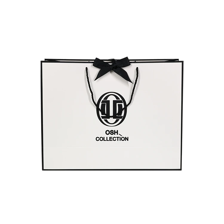 Custom Logos Gift Advertising Handle Ribbon Knots Paper Shopping Bag