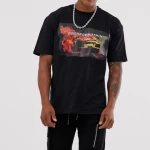 Custom Man Print Cotton T Shirt Black