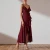Import Custom Women Luxury & Noble Burgundy V-neck Highwaist Frill Wrap Maxi Cocktail Dress from China