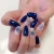 customize luxury almond shape water color translucent base glitter printing false nails glossy navy blue artificial nails