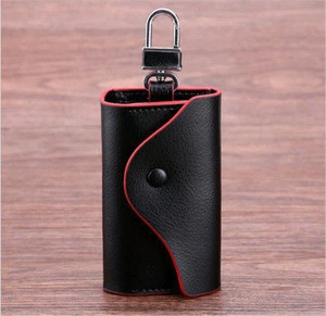 Customized Genuine Leather Car Key Chain Ring Holder Case Wallet