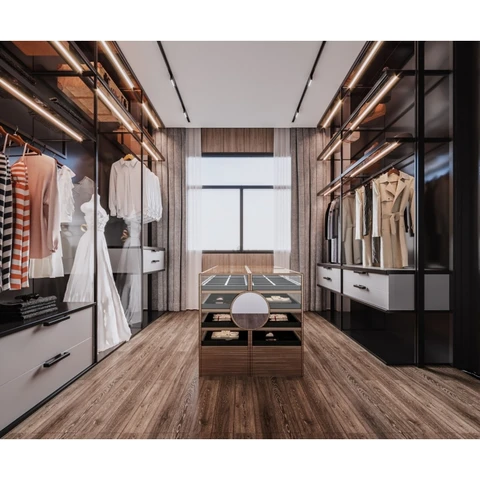 Buy Customized Luxury Modular Walk In Closet Bedroom Furniture Wooden ...