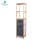 Customized Modern Design Cheap 4 Tiers Floor Standing MDF Storage Bathroom Shelf Cabinet