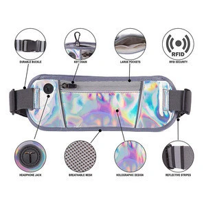 Customizing Slim Running Belt Fanny Pack Holographic Bags With Earphone Hole