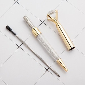 Cute big diamond metal ballpoint pen automatic school student gel  pencil  stationery