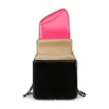 Cute Wired Design Novelty Lipstick Shaped Splice Patent Leather Purse Women Crossbody Bags