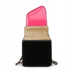 Cute Wired Design Novelty Lipstick Shaped Splice Patent Leather Purse Women Crossbody Bags