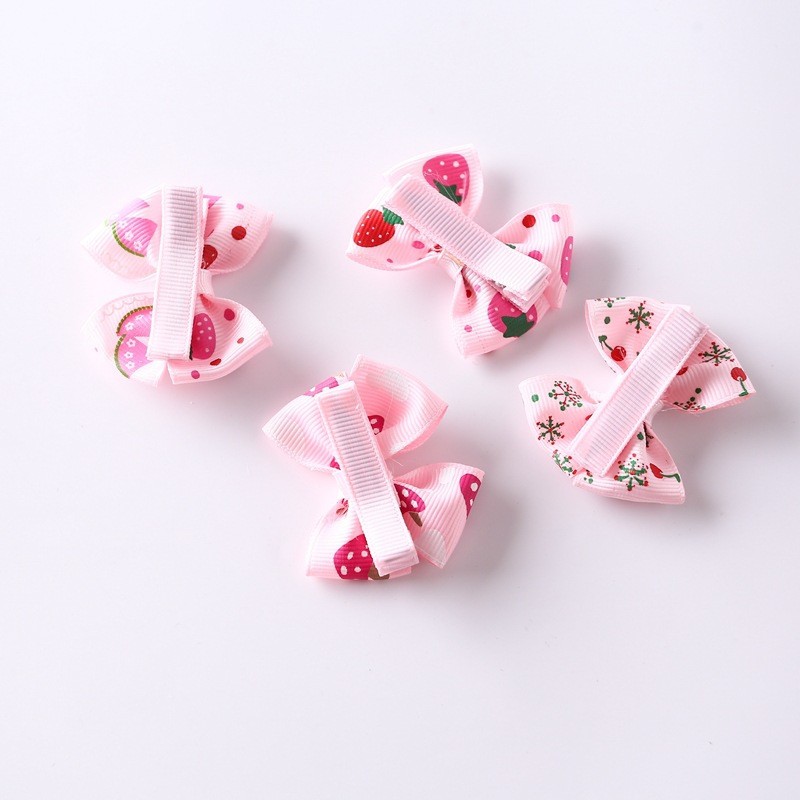 DAICY cheap fashion handmade kids cute pink ribbon BB clip hair bows