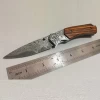 Damascus Steel Pocket Folding Knives Wood Handle Mini Utility EDC Tool Knife