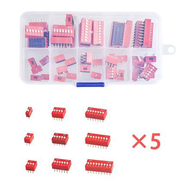 DIP switch 2.54mm pitch coding switch 1/2/3/4/5/6/7/8/9P position kit boxed