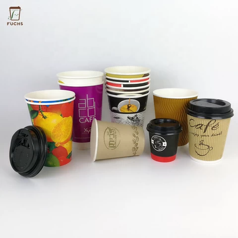 Buy Disposable Hot Coffee Tea Drinks Paper Cup With Logo With Lids ...