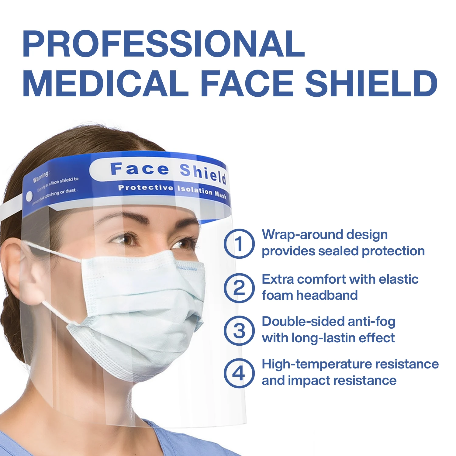 Disposable Medical Personal Protective Face Shield with PET and PC material