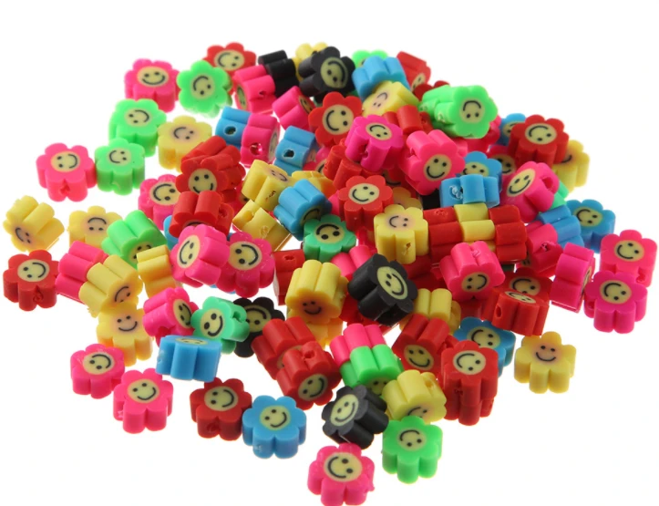 DIY polymer clay smile face loose beads for jewelry making smile face flower heart  polymer clay beads jewelry accessories