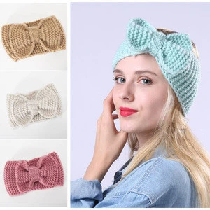 Double color warm ear headwear fashion knitting Fashion winter Women Crochet Headband Knit Hairband