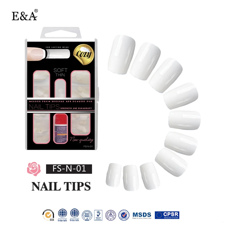 EA acrylic nail kit full cover curved acrylic nail tips transparent custom made false nails