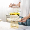 Elegant shape delicate colors Gold iron wrought white cake fruit plate