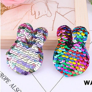 Embossed Fabric Sequins Single-sided Rabbit Head DIY Children Hairpin Headband Toy Clothing Materials Accessories