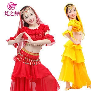 ET-123 Customized chiffon gold coin S M L children belly dance wear made in China