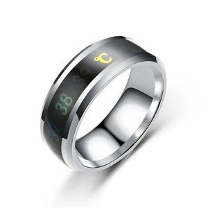 European and American titanium stainless steel fashion new smart body temperature couple ring for men women
