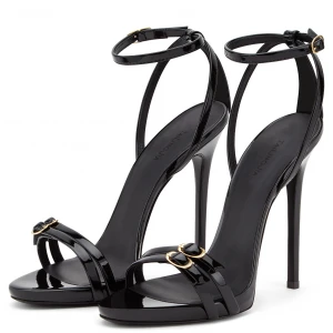 Evening Dress Heels Sexy Ladies Party Stiletto Shoes Big SizeWomen Black Patent Leather Strappy High Heel Platform Sandals