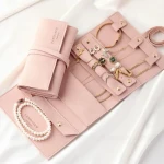 Exquisite Multi-functional Jewelry Storage Case Custom Logo Microfiber Travel Jewelry Organizer Folded Jewelry Case For Women