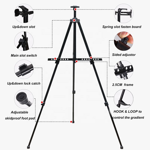 Buy Extra Thick Aluminum Metal Tripod Display Easel 21 To 66 Inches ...
