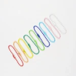 F100 50pcs/bag Metal 12cm Color Circular Bead Chain DIY Craft Clothes Dolls Bags Label Hang Ring Tag Chain Buckles Jewelry Chain