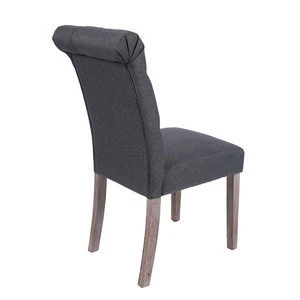 Fabric wooden upholstered dining chair with button back