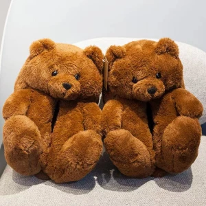 Factory direct sales high quality bear slippers teddy bear slippers women bear house slippers