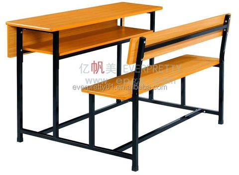 Factory Price School Furniture Wooden Students Desk and Chair Bench