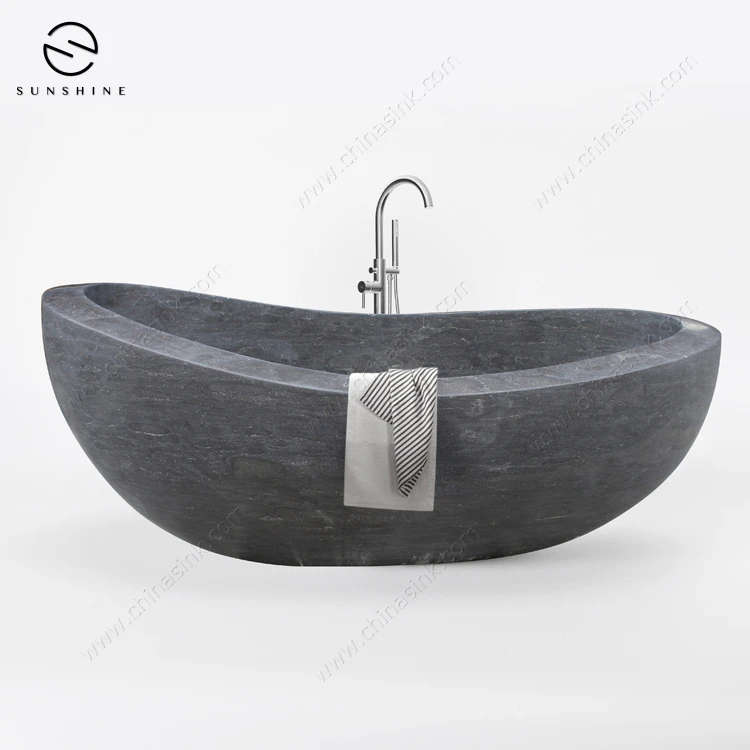 Factory Sales Price Blue Stone Freestanding Solid Bathroom Marble Bathtub