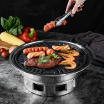 Factory Wholesale Korean Style Portable Outdoor Camping Stainless Steel Non-stick Smokeless Charcoal Barbecue Grill BBQ Tool